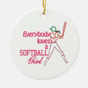 Softball Girl Ceramic Ornament