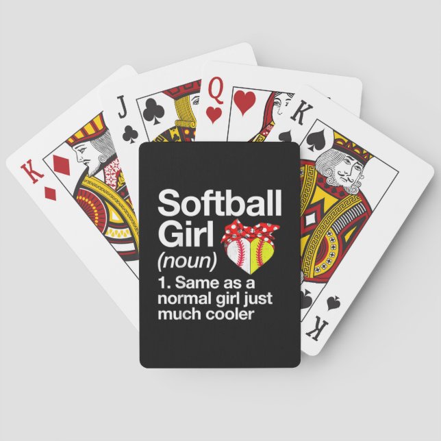 Softball Girl Definition Sassy Sports Playing Cards (Back)