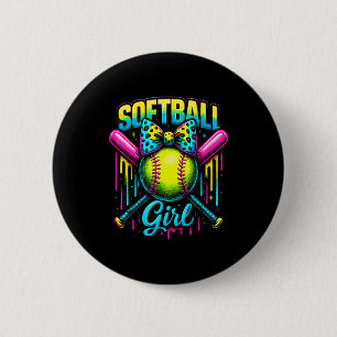 Softball Girl Drip Funny Softball Player  6 Cm Round Badge