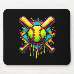 Softball Girl Ice Cream Softball Drip Mouse Pad
