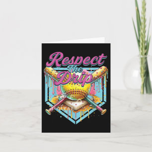 Softball Girl Ice Cream Softball Drip Youth Respec Card