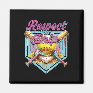 Softball Girl Ice Cream Softball Drip Youth Respec Magnet
