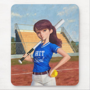 Softball Girl Mouse Pad