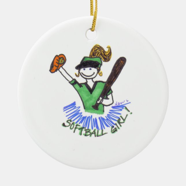 Softball Girl Ornament (Front)