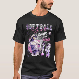 Softball Girl Scoring Into 14 - Ladies Birthday T-Shirt