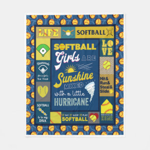 Softball Girls Are Sunshine Fleece Blanket