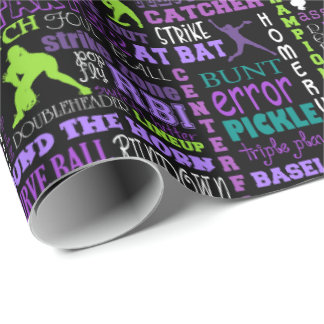 Softball Girls Black 1 Wrapping Paper