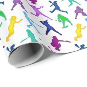 Softball Girls Multi Colour Wrapping Paper