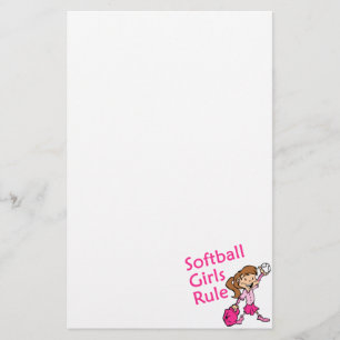 Softball Girls Rule Stationery