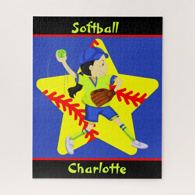  Softball Girls Star Pitcher Personalised  Jigsaw Puzzle (Vertical)