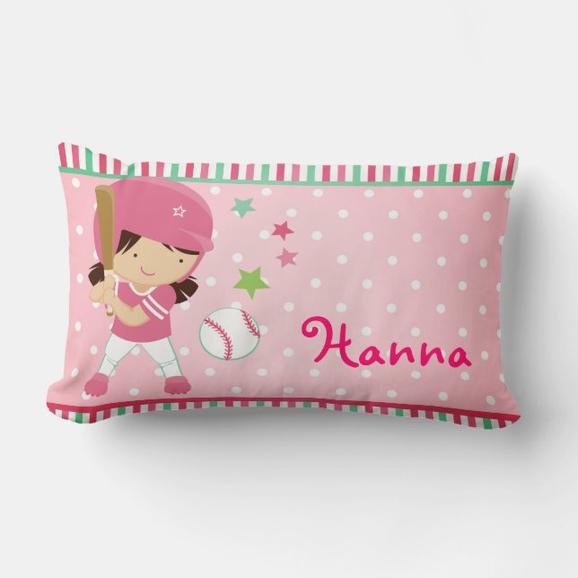 Softball Girly Personalised Lumbar Cushion (Front)