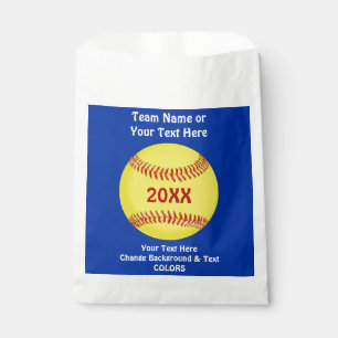 Softball Goodie Bags, Your COLORS and TEXT Favour Bag