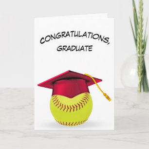 Softball Graduation With Red Cap Card