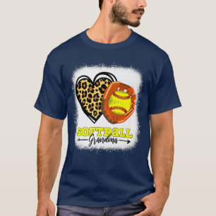 Softball Grandma Bleached Leopard Heart Glove Soft T-Shirt