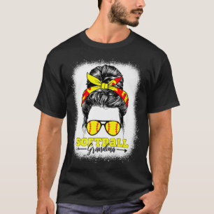 Softball Grandma Bleached Messy Bun Softball Love T-Shirt