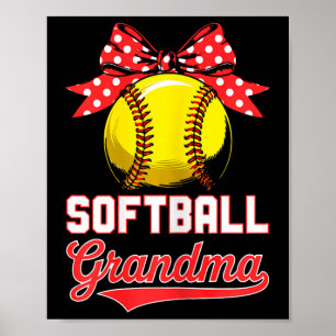 Softball Grandma Shirt Women Softball Lover Mother Poster