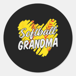 Softball Grandma, Softball Designs For Women Grand Classic Round Sticker