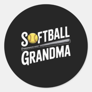 Softball Grandma Supporting Every Pitch Softball F Classic Round Sticker