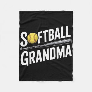 Softball Grandma Supporting Every Pitch Softball F Fleece Blanket