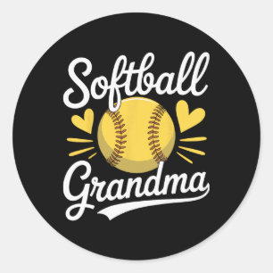 Softball Grandma Supporting Granddaughter Play Classic Round Sticker