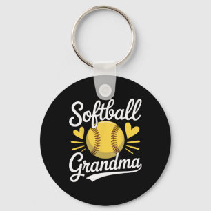 Softball Grandma Supporting Granddaughter Play Key Ring