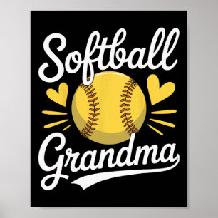 Softball Grandma Supporting Granddaughter Play Poster