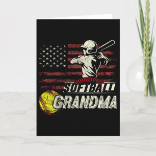 Softball Grandma Us Flag Gifts For Patriotic Mothe Card