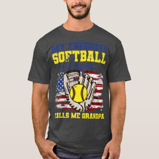 Softball Grandpa American Flag Vintage (NXPowerLit T-Shirt