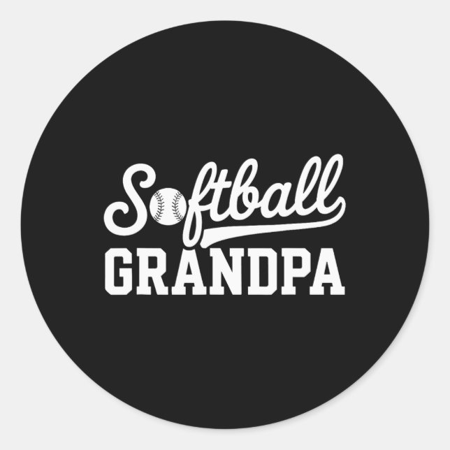 Softball Grandpa  Classic Round Sticker (Front)