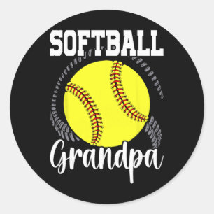 Softball Grandpa Grandfather Father's Day _1 Classic Round Sticker