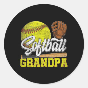 Softball Grandpa Softball Player Game Day Father's Classic Round Sticker