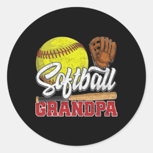 Softball Grandpa Softball Player Game Day Father's Classic Round Sticker