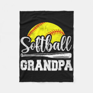 Softball Grandpa Softball Player Game Day Father's Fleece Blanket