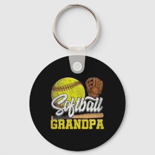 Softball Grandpa Softball Player Game Day Father's Key Ring