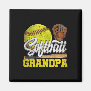 Softball Grandpa Softball Player Game Day Father's Magnet