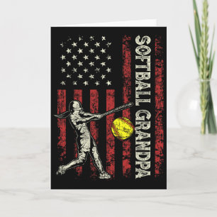 Softball Grandpa Us Flag Gifts Dad Men Patriotic F Card