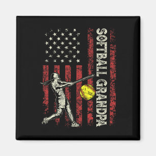 Softball Grandpa Us Flag Gifts Dad Men Patriotic F Magnet