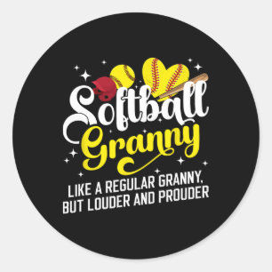 Softball Granny Of A Softball Player Granny Defini Classic Round Sticker