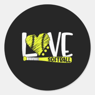 Softball Graphic Saying For Teen Girls And Women  Classic Round Sticker