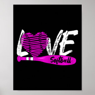 Softball Graphic Saying Girls And Women Poster