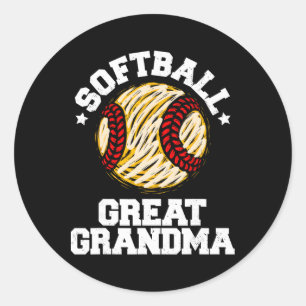 Softball Great Grandma Distressed Vintage Funny Ga Classic Round Sticker