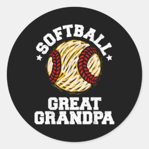 Softball Great Grandpa Distressed Vintage Funny Ga Classic Round Sticker