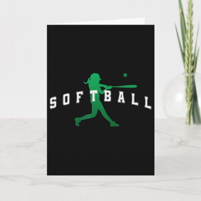 Softball Green Team Player Varsity Text  Card (Front)