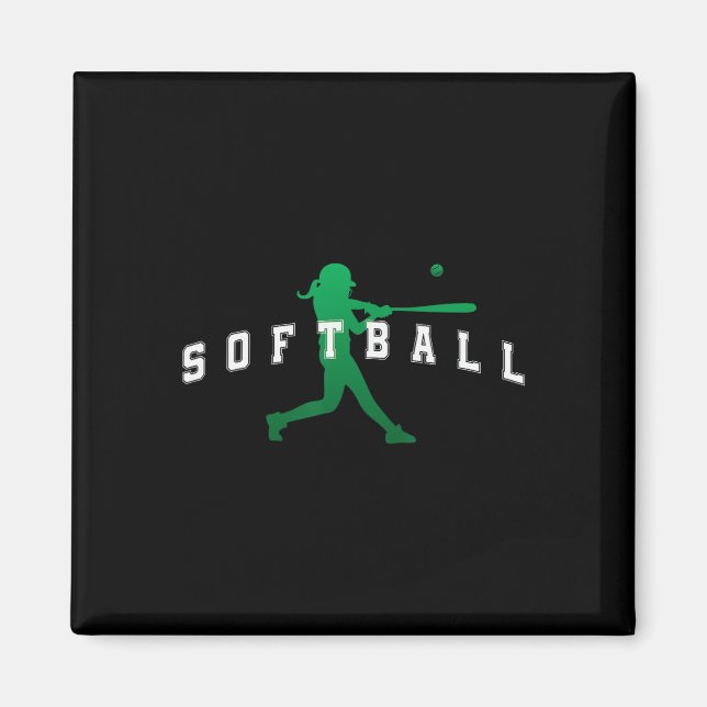 Softball Green Team Player Varsity Text  Magnet (Front)