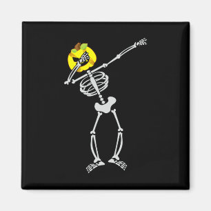 Softball Halloween Skeleton Dabbing Pumpkin Magnet