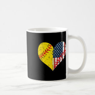 Softball Heart American Flag 4th Of July Gift Coffee Mug