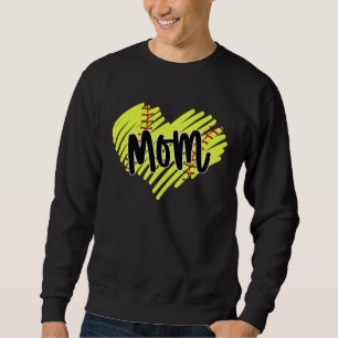 Softball Heart Ball Mom Women Graphic Baseball Sweatshirt