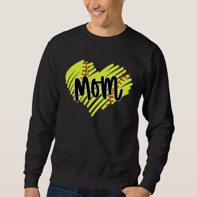 Softball Heart Ball Mom Women Graphic Baseball Sweatshirt (Front)