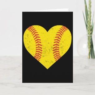 Softball Heart For Girls Women Funny Softball Card