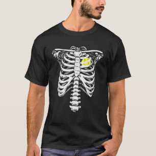 Softball Heart Halloween Skeleton Costume T-Shirt